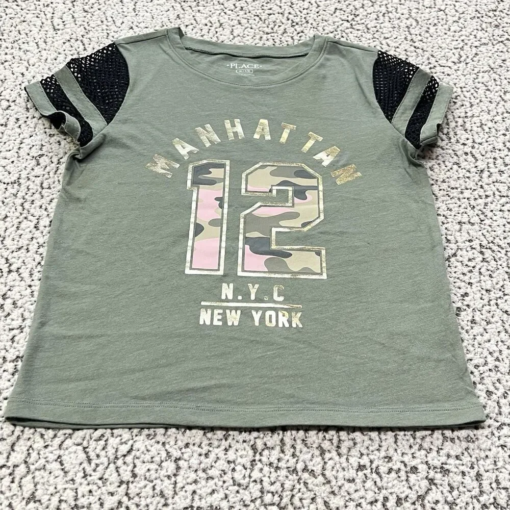 Childrens Place Girls Medium 7-8 Top Green Camo Shirt Manhattan New York NYC #12